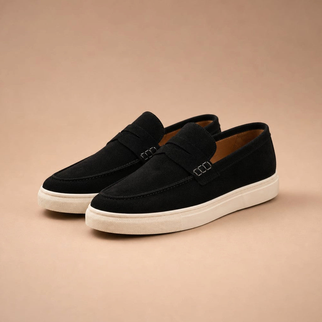 Relvane | Penny Loafers Suede-Look Slip-On Black – Product Photo