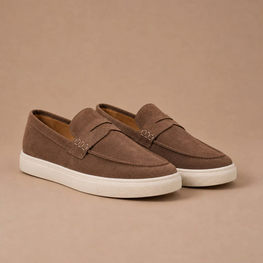 Relvane | Penny Loafers Suede-Look Slip-On Brown – Product Photo