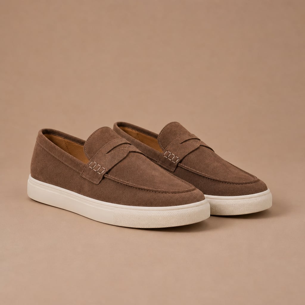 Relvane | Penny Loafers Suede-Look Slip-On Brown – Product Photo