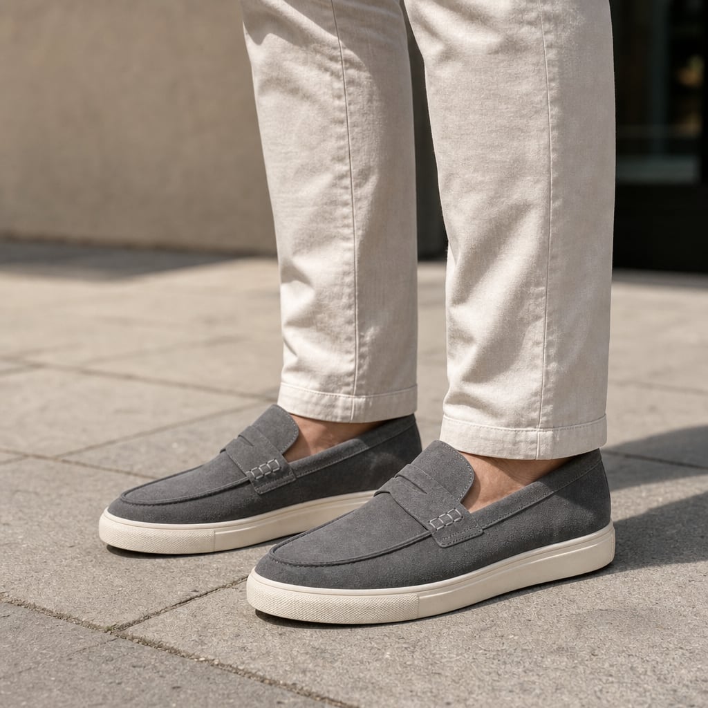 Relvane | Penny Loafers Suede-Look Slip-On in Gray – Tomosino Premium Menswear