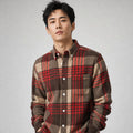 Relveck | Flannel Shirt Brushed Cotton Button-Down Tailored Fit Red – Product Photo