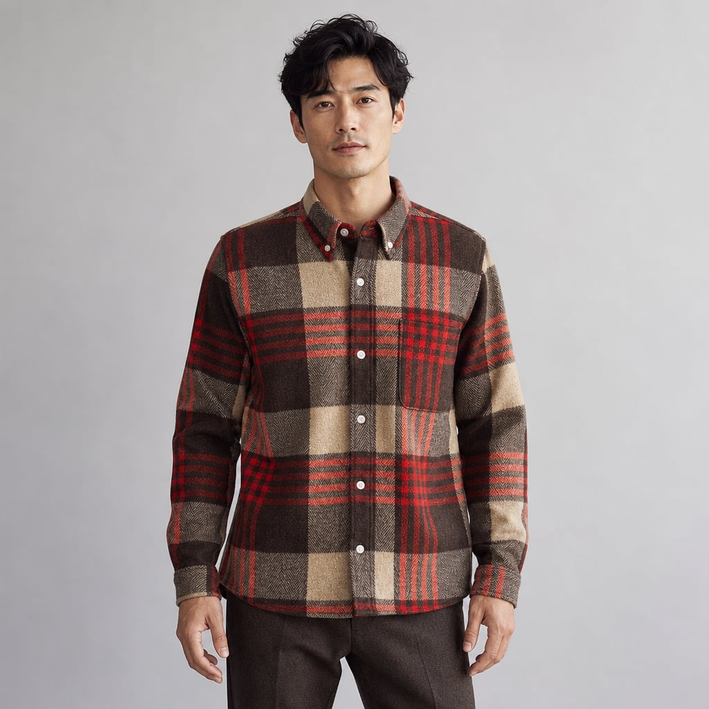 Relveck | Flannel Shirt Brushed Cotton Button-Down Tailored Fit in Red – Tomosino Premium Menswear