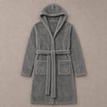 Hooded Bathrobe Plush Fleece Belted Grey Grey – Product Photo