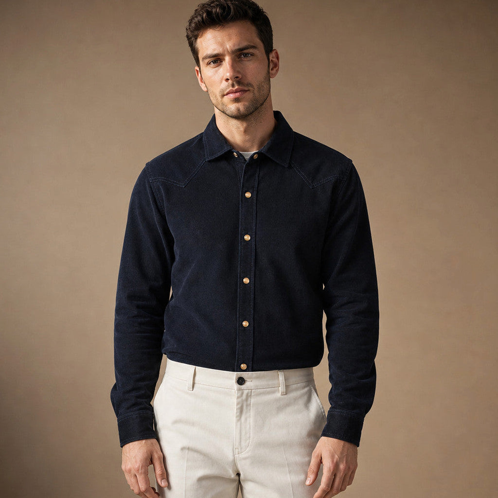 Richmond | Corduroy Western Shirt Snap Front in Champagne – Premium Editorial