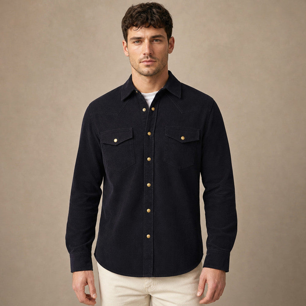 Richmond | Corduroy Western Shirt Snap Front in Espresso – Premium Editorial