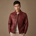 Rockwell | Leather Trucker Jacket Snap Front Red Red – Product Photo