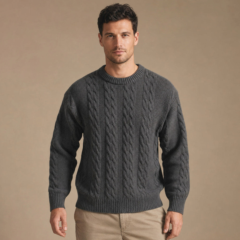 Rothwell | Cable Knit Jumper Heavy Gauge in Graphite – Premium Editorial