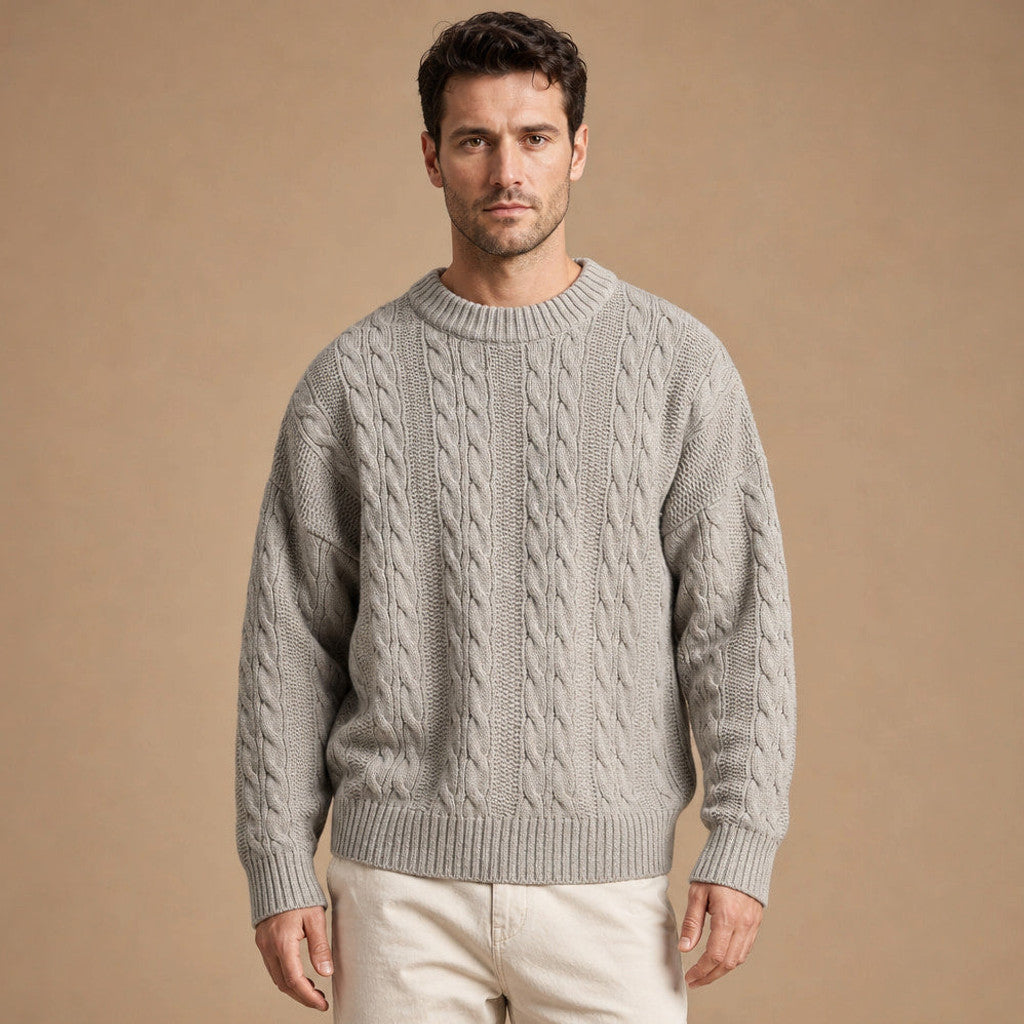 Rothwell | Cable Knit Jumper Heavy Gauge in Grey – Premium Editorial