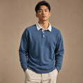 Salvo | Rugby Shirt Contrast Collar Brushed Jersey Blue – Product Photo