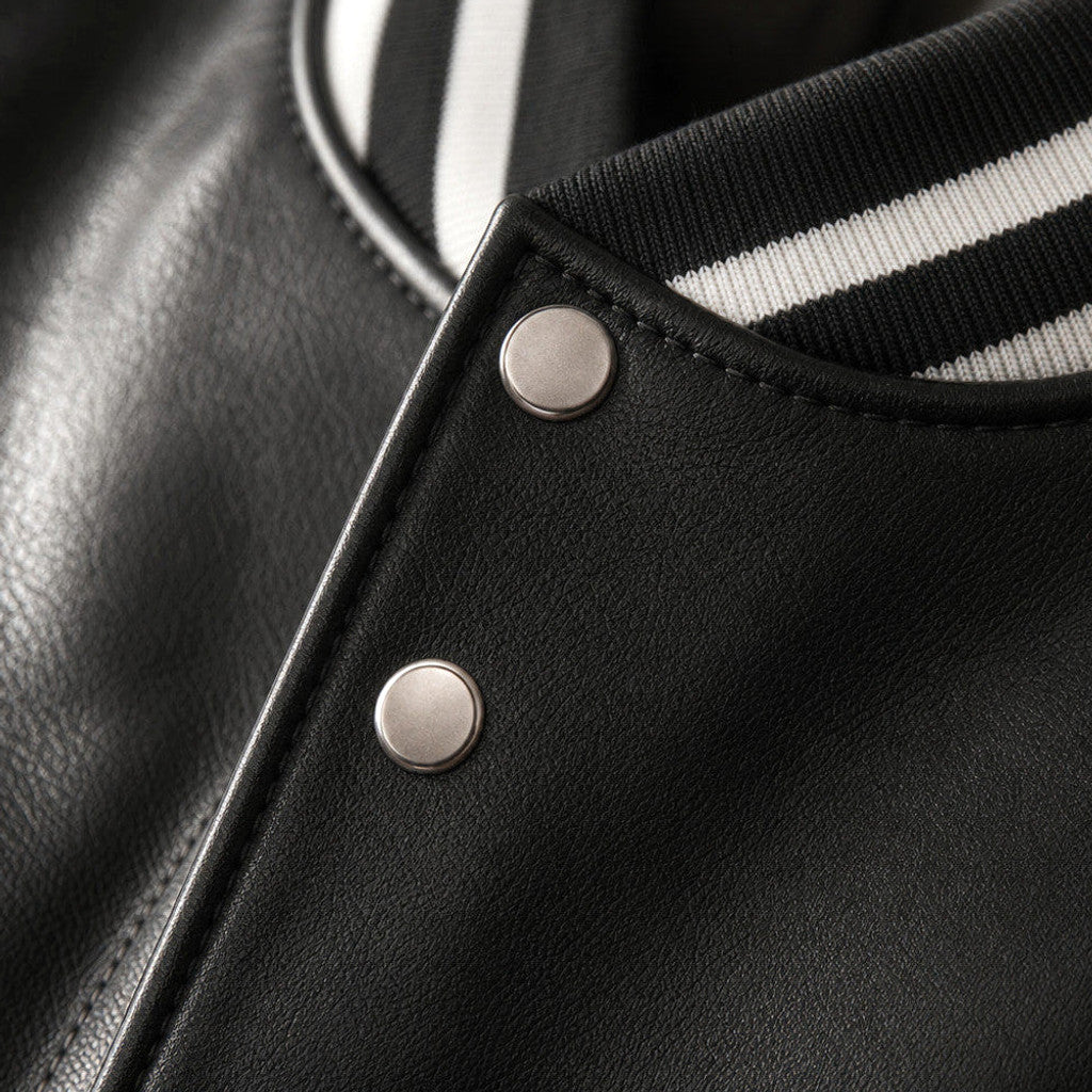 Sawyer | Varsity Jacket Sheepskin Leather Two-Tone – Product Photo