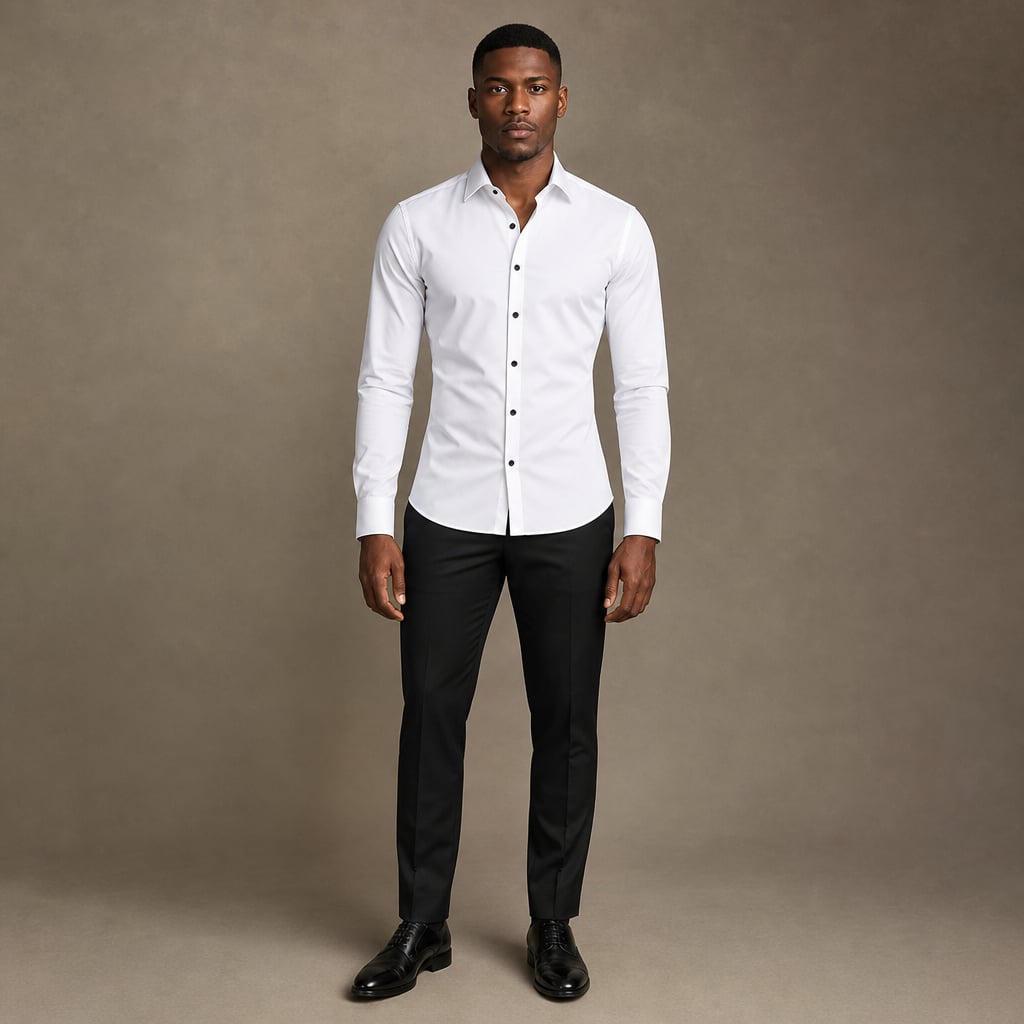 Slim Fit Stretch Dress Shirt Long Sleeve Button Front in White White – Product Photo