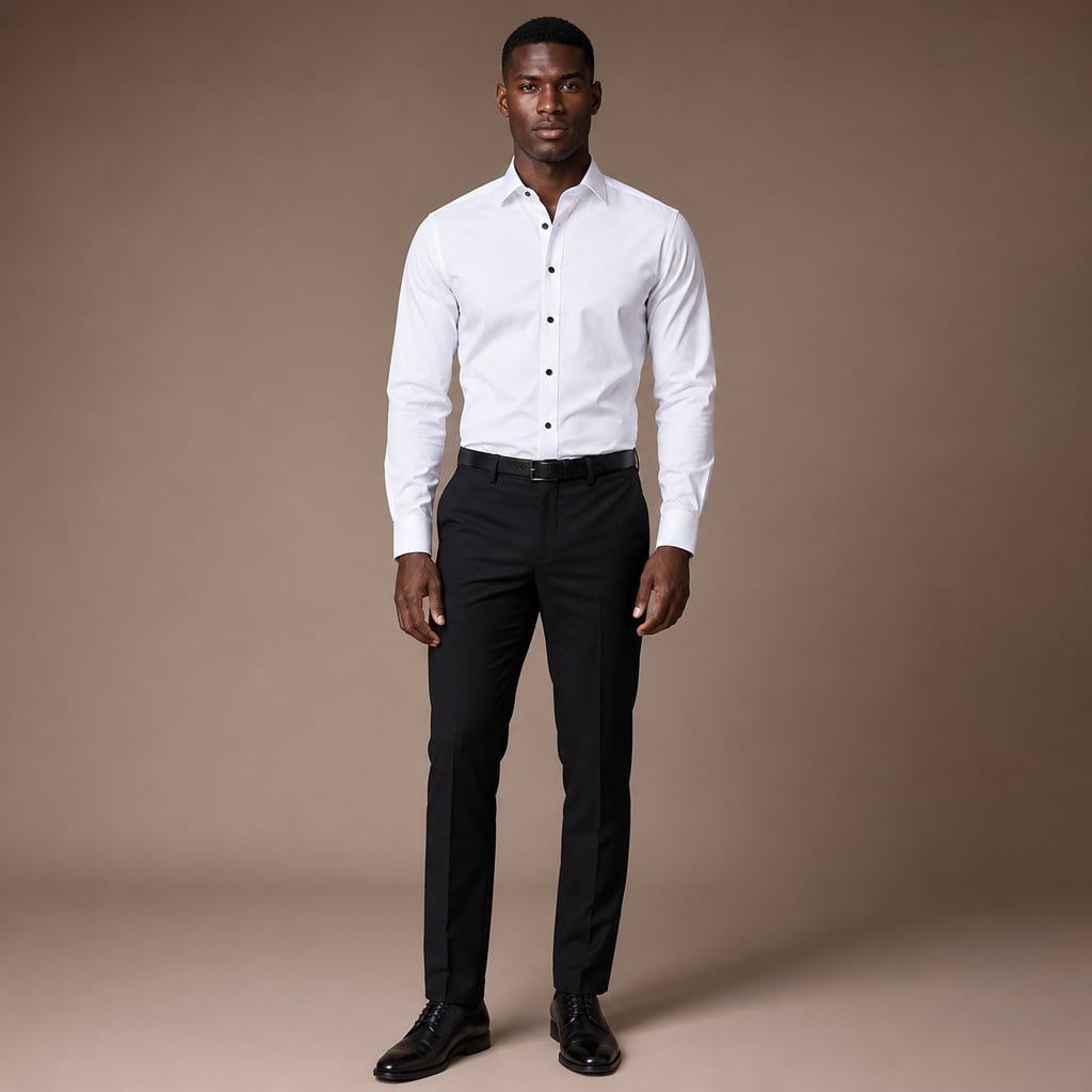 Slim Fit Stretch Dress Shirt Long Sleeve Button Front in White in White – Tomosino Premium Menswear