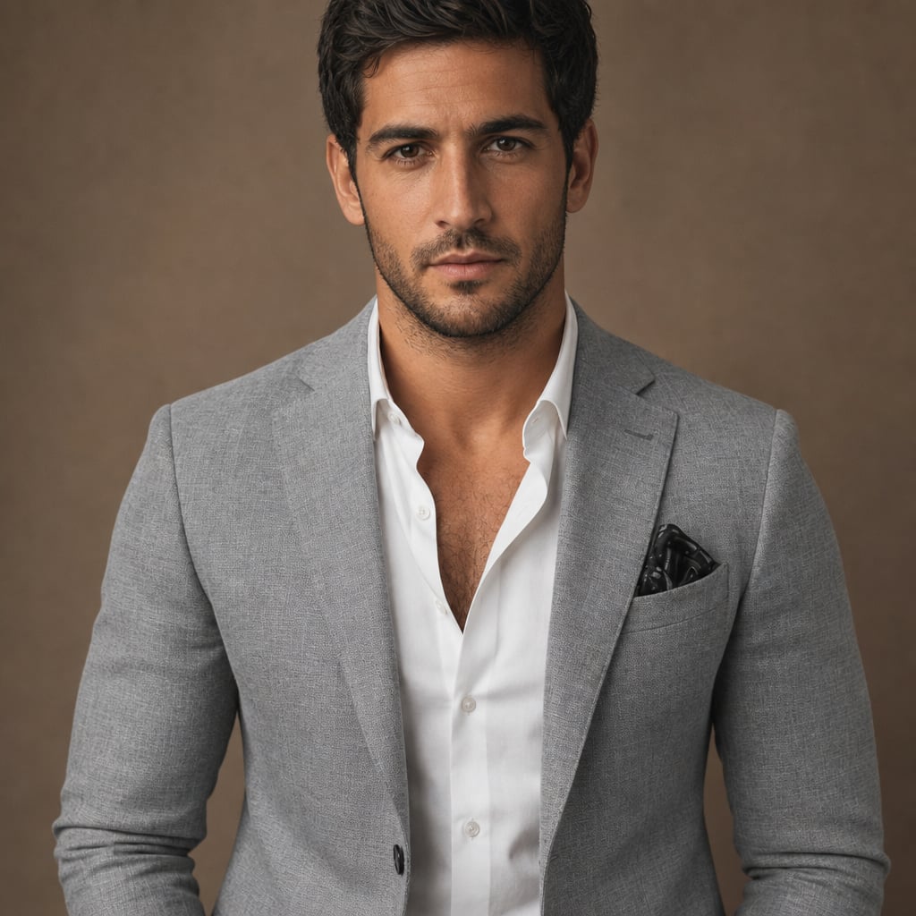 Slim-Fit Structured Woven Blazer Single Button Two Pockets Grey – Full Look