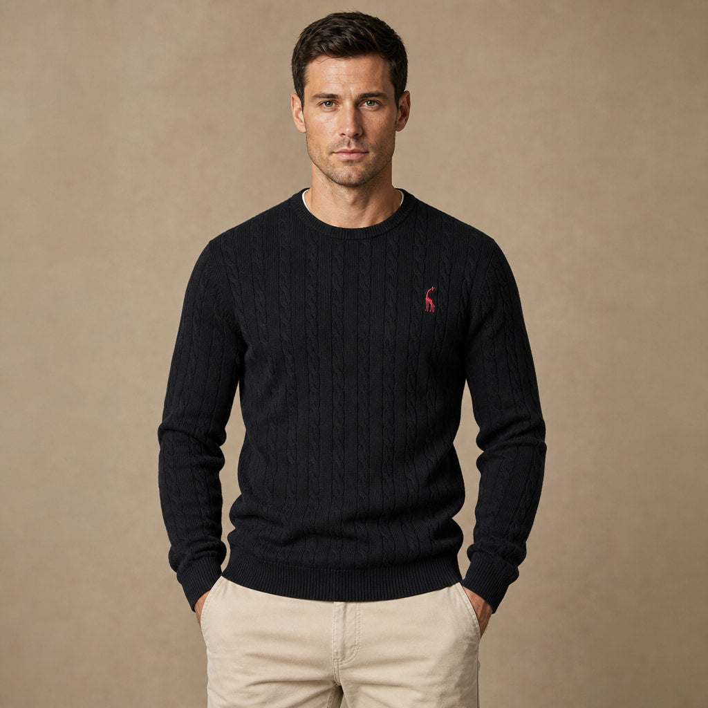 Crew Neck Jumper Honeycomb Knit in Black – Tomosino Premium Menswear