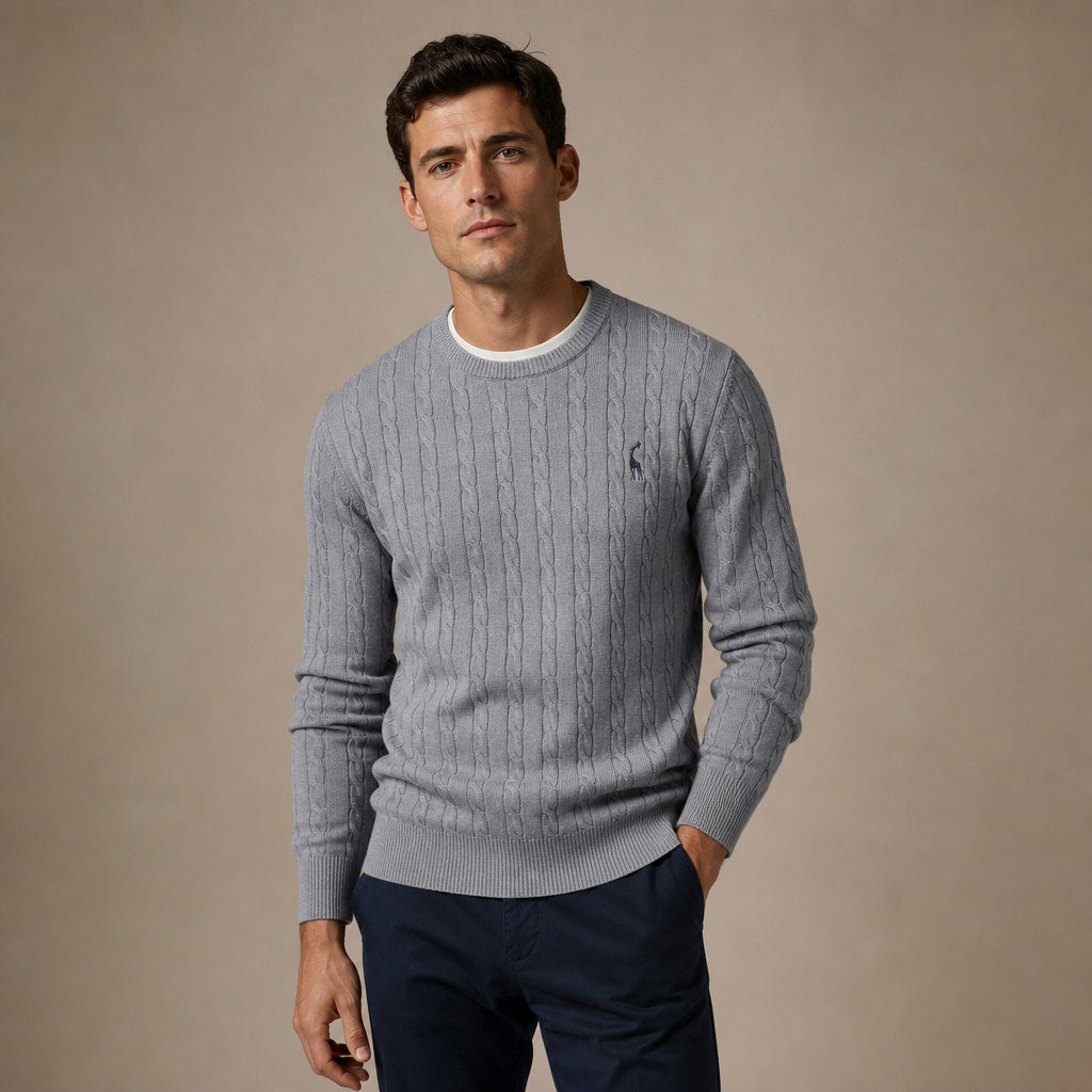 Crew Neck Jumper Honeycomb Knit Grey – Product Photo