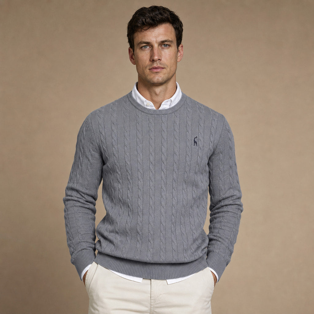 Crew Neck Jumper Honeycomb Knit in Grey – Tomosino Premium Menswear
