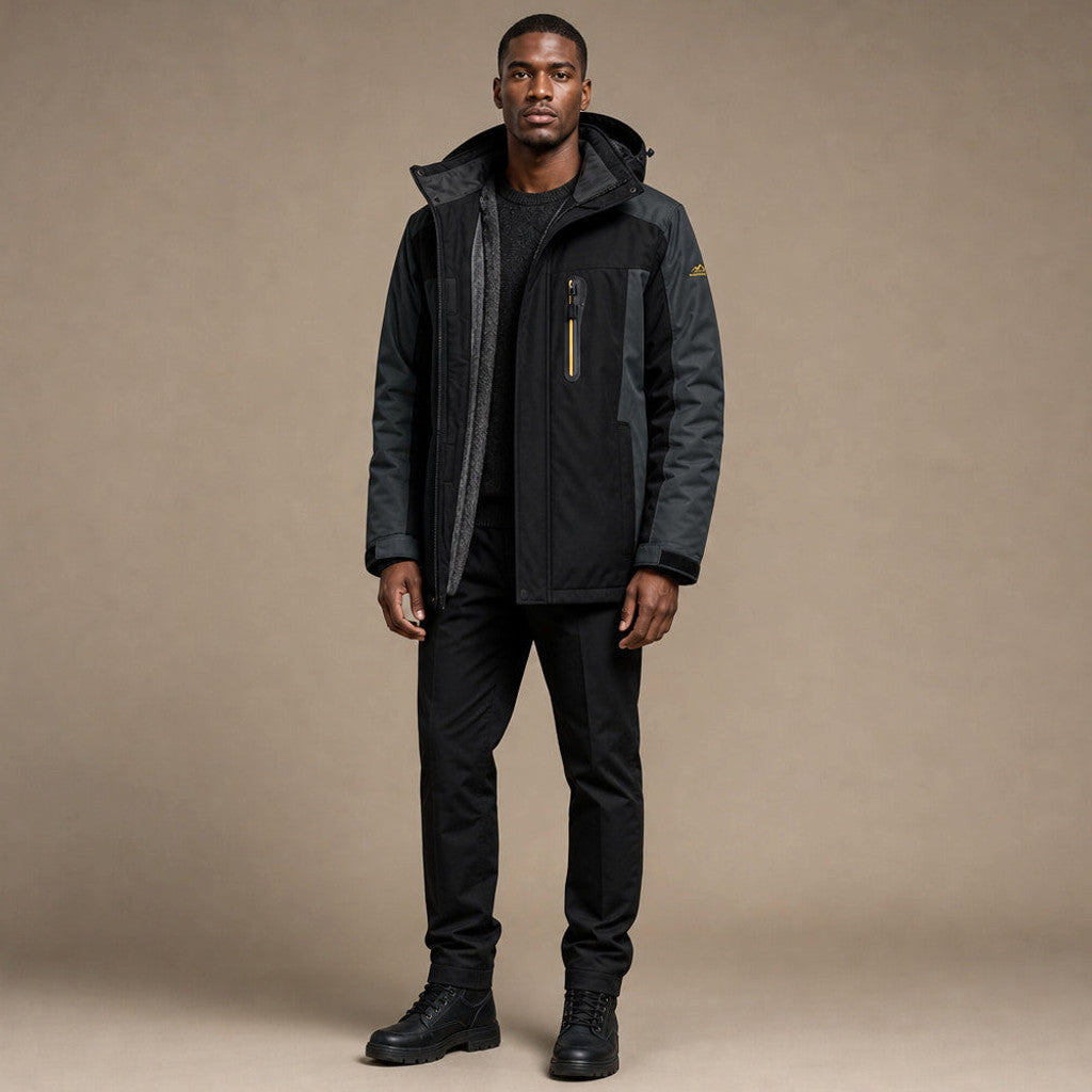 Stanford | Windbreaker Coat Removable Hood in Black – Premium Editorial