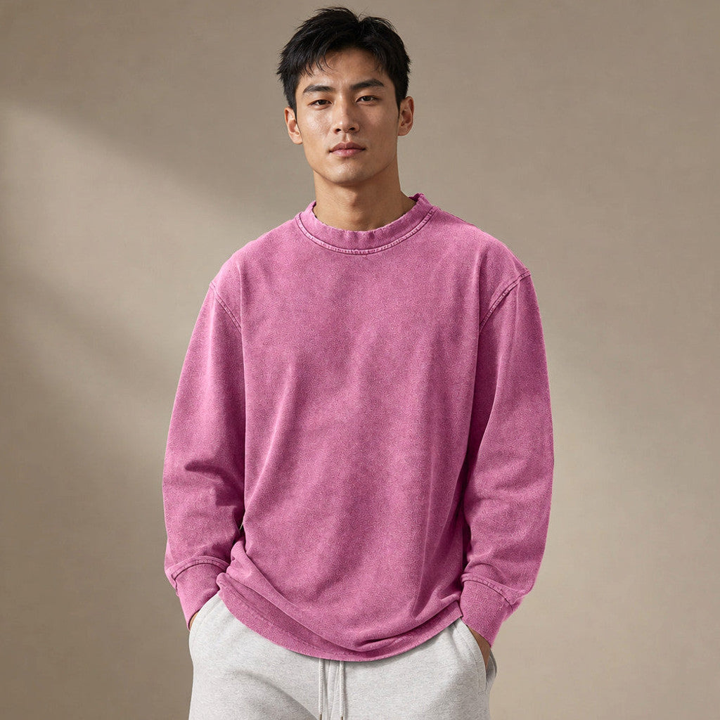Stinson | Long Sleeve T Shirt Crew Neck Relaxed Fit Pink – Product Photo