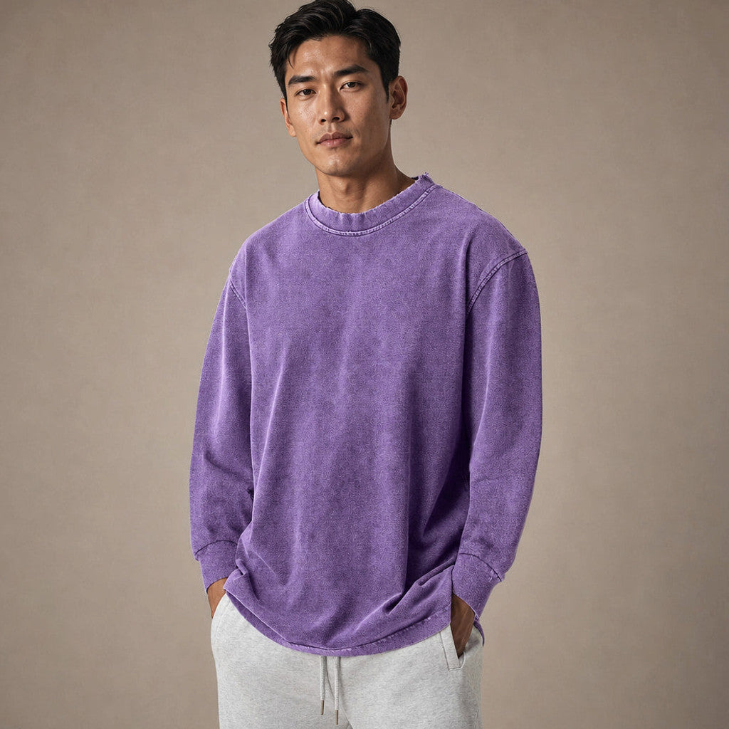 Stinson | Long Sleeve T Shirt Crew Neck Relaxed Fit Purple – Product Photo