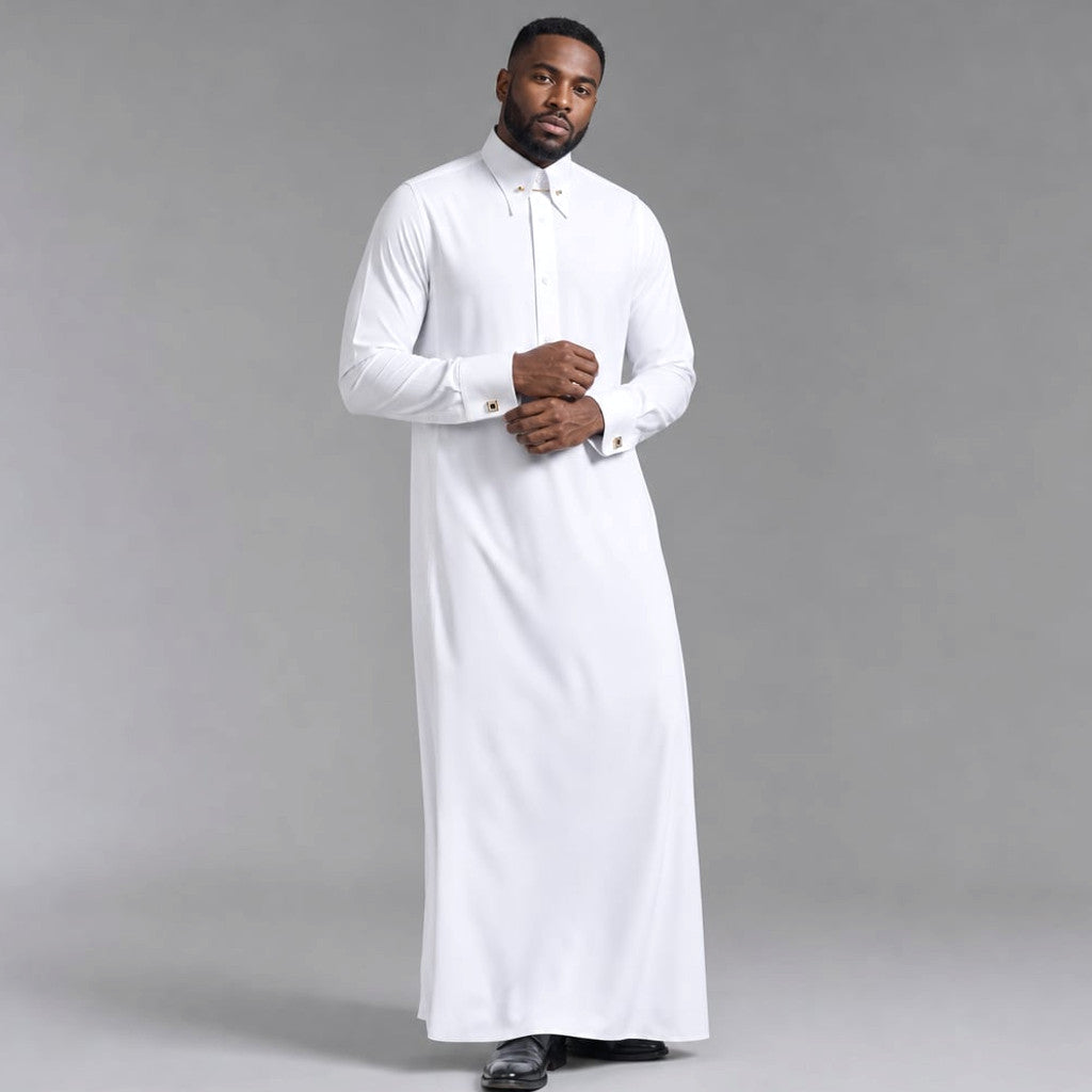 Stravan | Dress Shirt French Cuffs Collar Bar Detail White – Product Photo