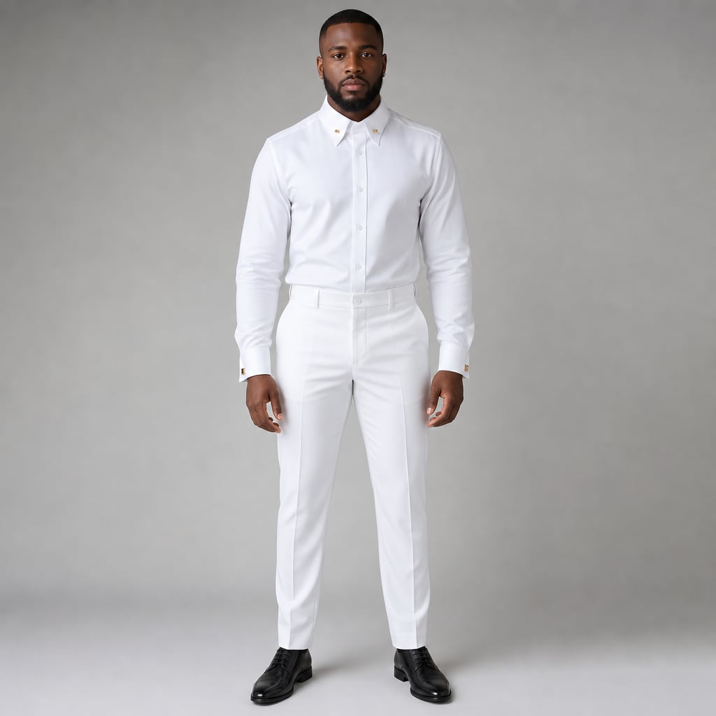 Stravan | Dress Shirt French Cuffs Collar Bar Detail in White – Tomosino Premium Menswear