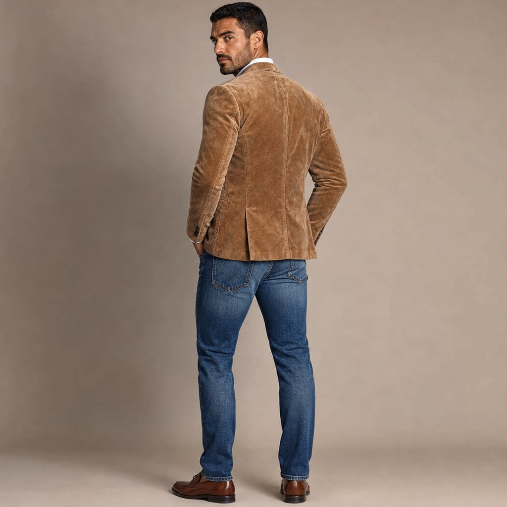 Suede Blazer Slim Fit Light Brown Light Brown – Side Angle View