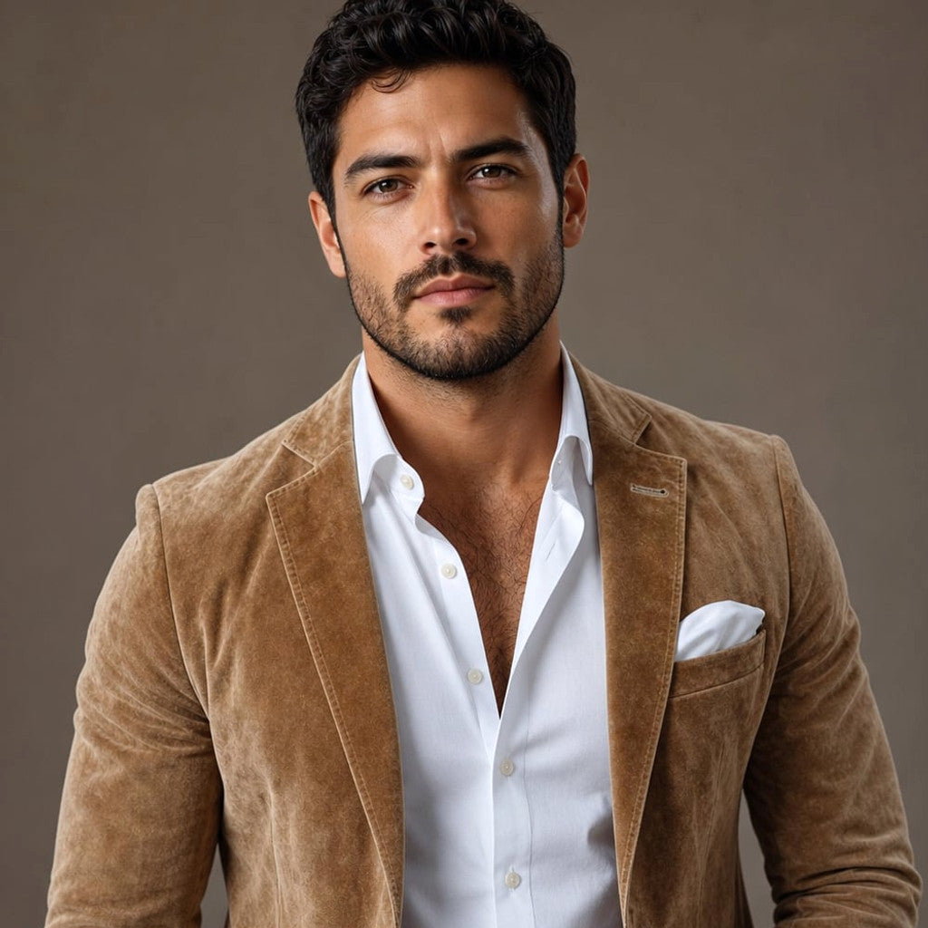 Suede Blazer Slim Fit Light Brown Light Brown – Full Look