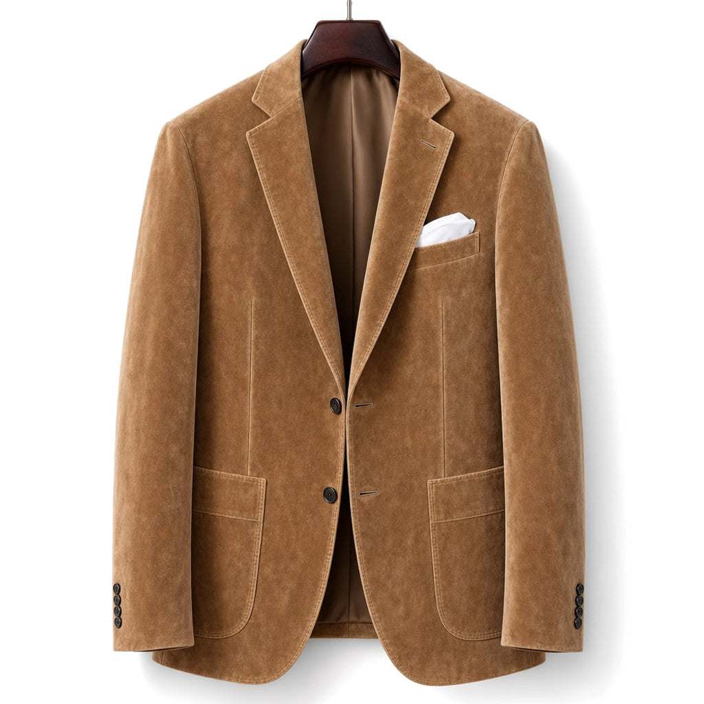 Suede Blazer Slim Fit Light Brown Light Brown – Product Photo