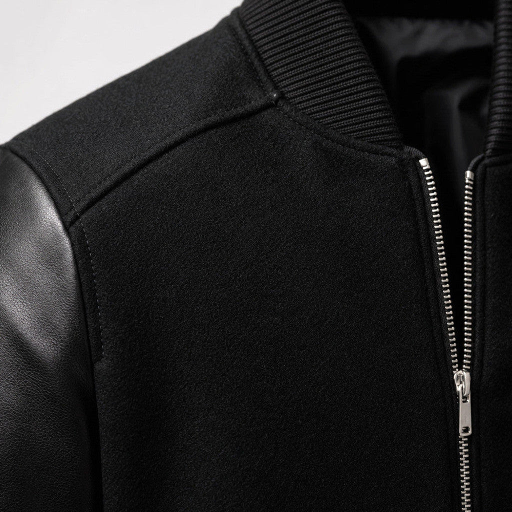 Talbot | Bomber Jacket Leather Sleeves Black – Product Photo