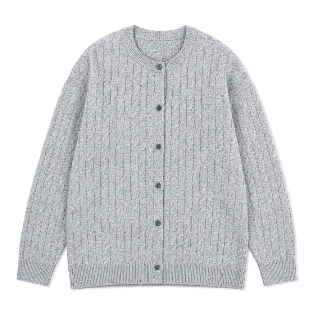 Tarlano | Cable Knit Cardigan Button Front Grey – Product Photo