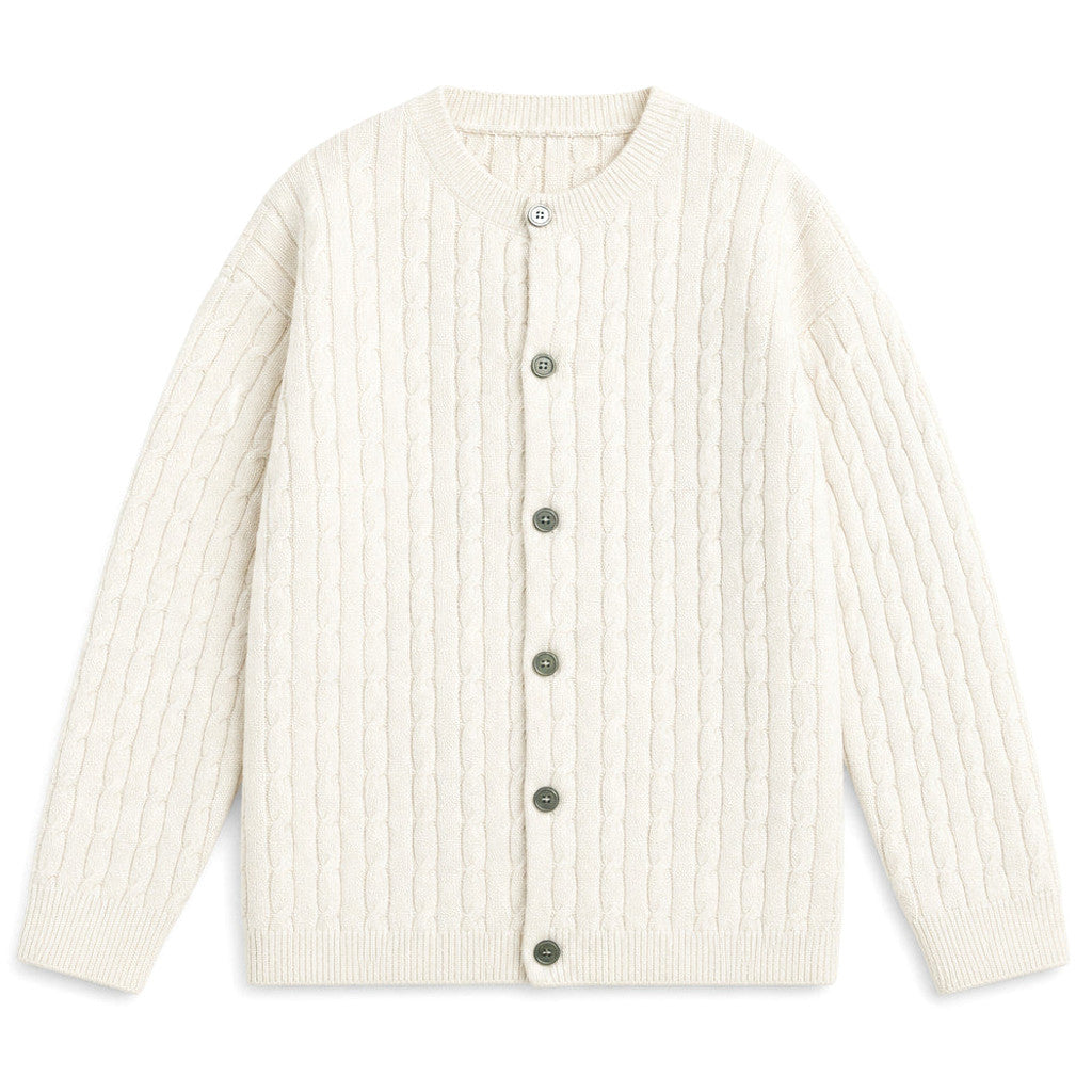 Tarlano | Cable Knit Cardigan Button Front Ivory – Product Photo