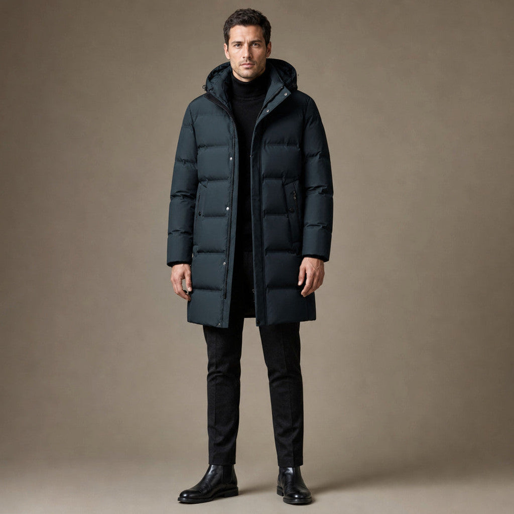 Timothy | Packable Down Coat Hooded Parka in Dark Green – Premium Editorial