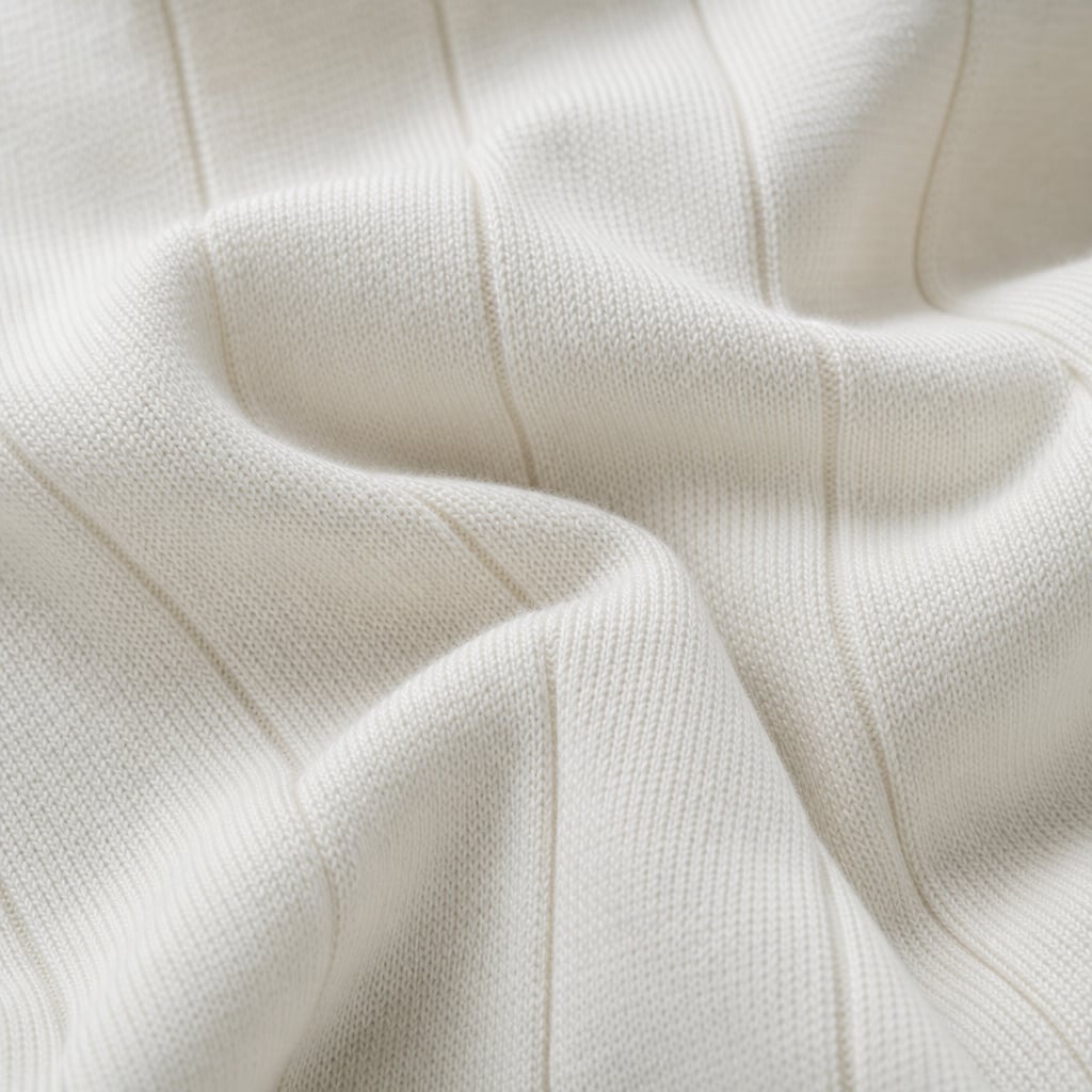 Torven | Fit Shirt Ribbed Crew Neck Tee Vertical Knit Slim Cut Cream – Fabric and Detail Close-Up