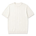 Torven | Fit Shirt Ribbed Crew Neck Tee Vertical Knit Slim Cut Cream – Product Photo