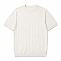 Torven | Fit Shirt Ribbed Crew Neck Tee Vertical Knit Slim Cut Cream – Product Photo