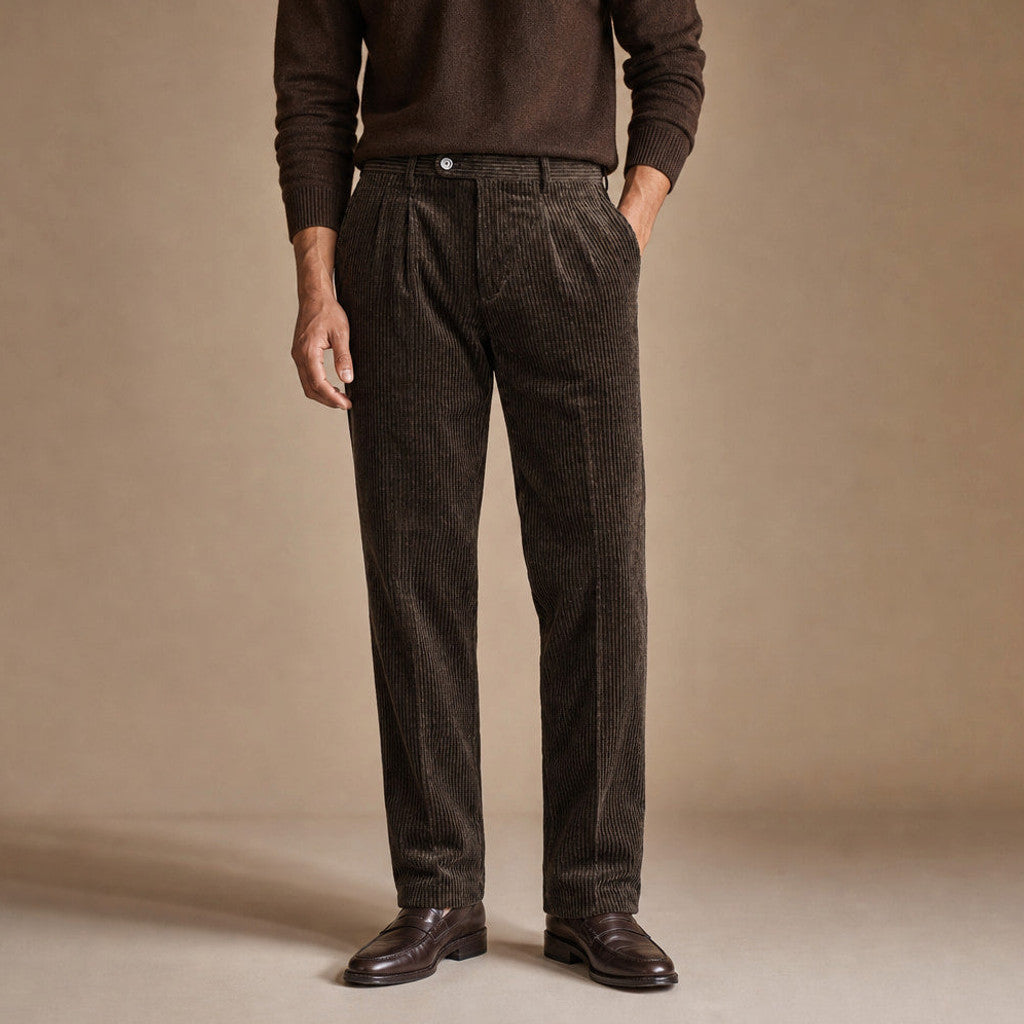 Vandor | Corduroy Pants Pleated Front Classic Fit – Product Photo