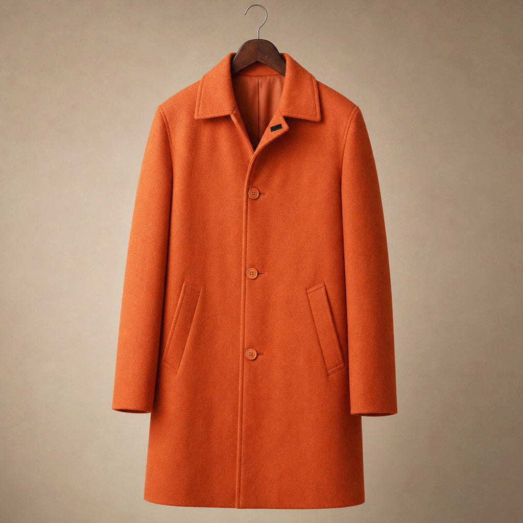 Vaughan | Wool Car Coat Single Breasted Burnt Orange – Product Photo