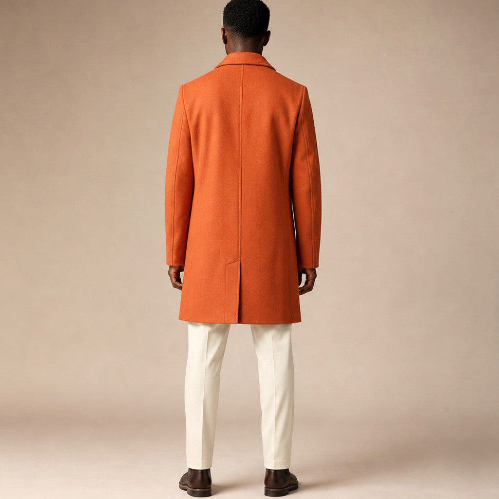 Vaughan | Wool Car Coat Single Breasted Burnt Orange – Product Photo