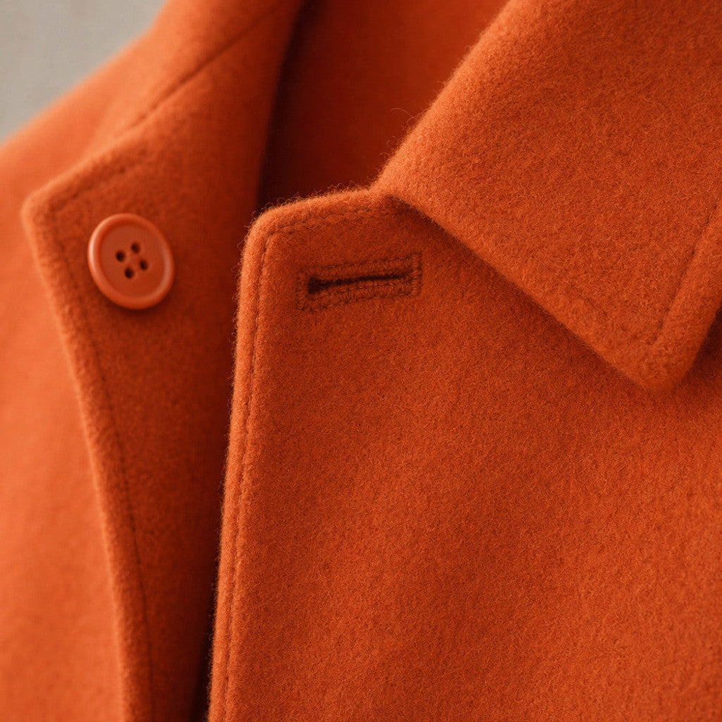 Vaughan | Wool Car Coat Single Breasted Burnt Orange – Product Photo