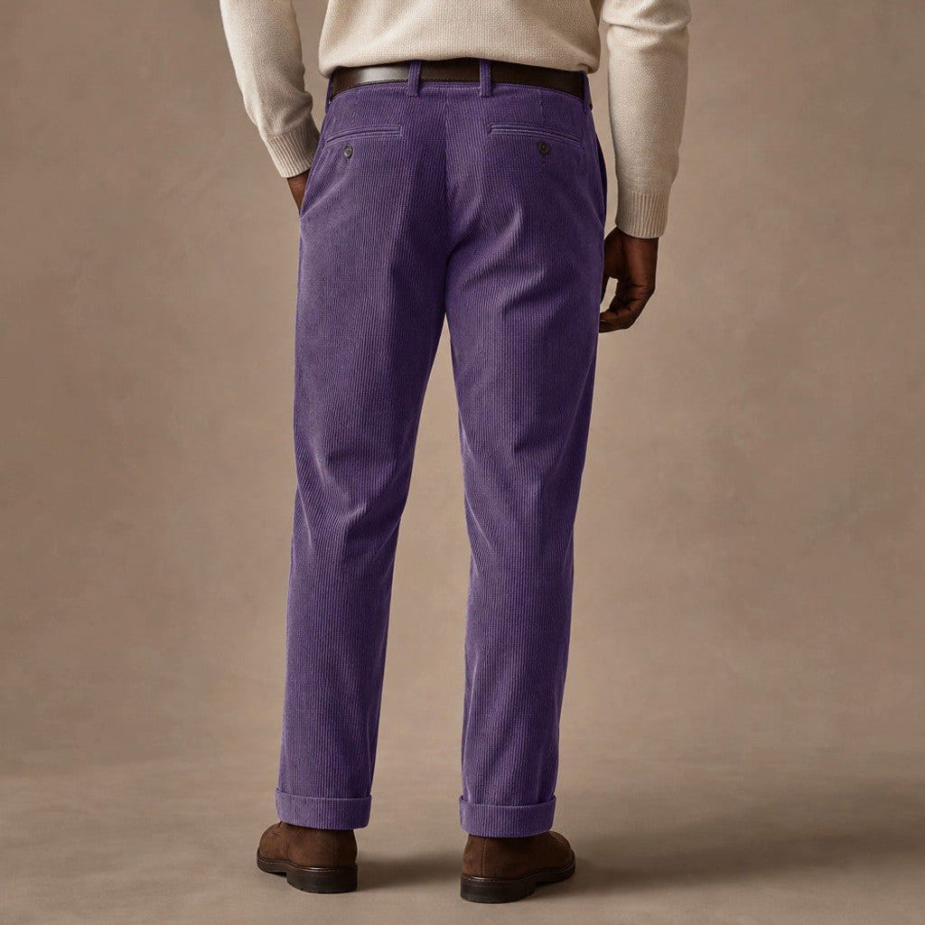Velcor | Corduroy Trousers Pleated Front Purple – Full Look