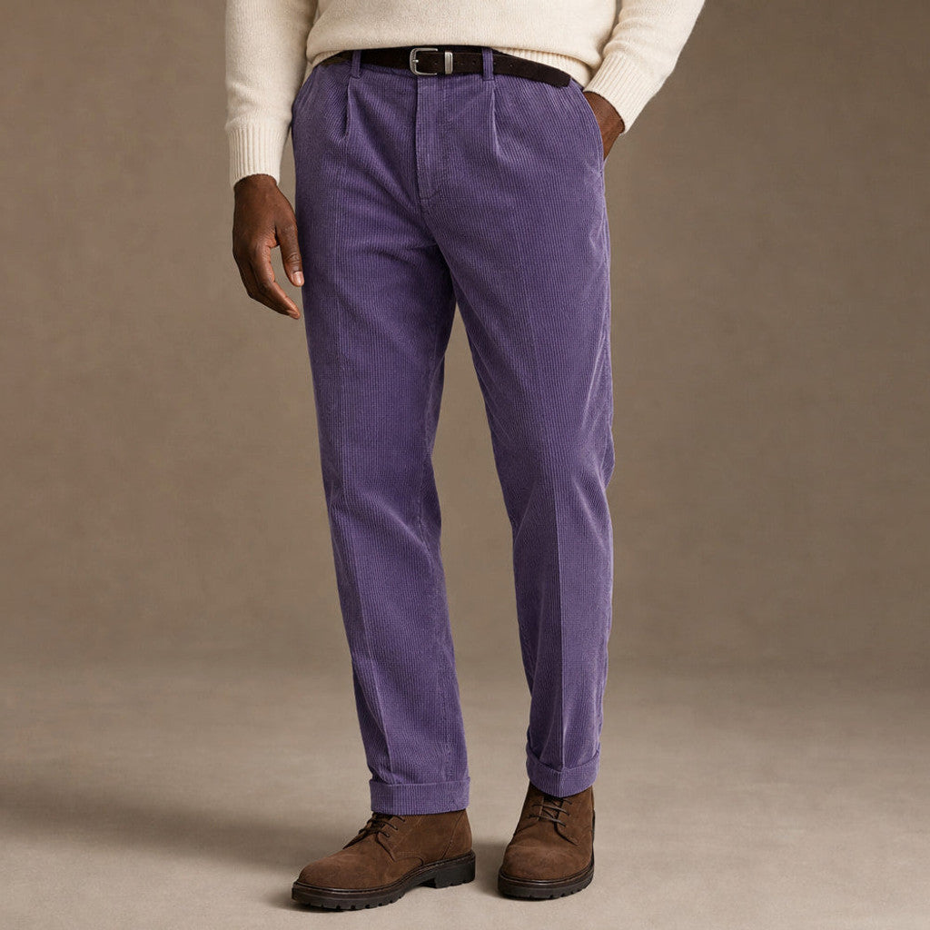 Velcor | Corduroy Trousers Pleated Front Purple – Product Photo