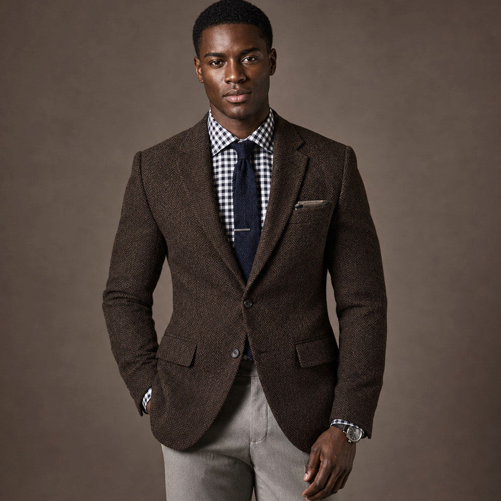 Veldran | Herringbone Blazer Slim Fit Coffee – Product Photo