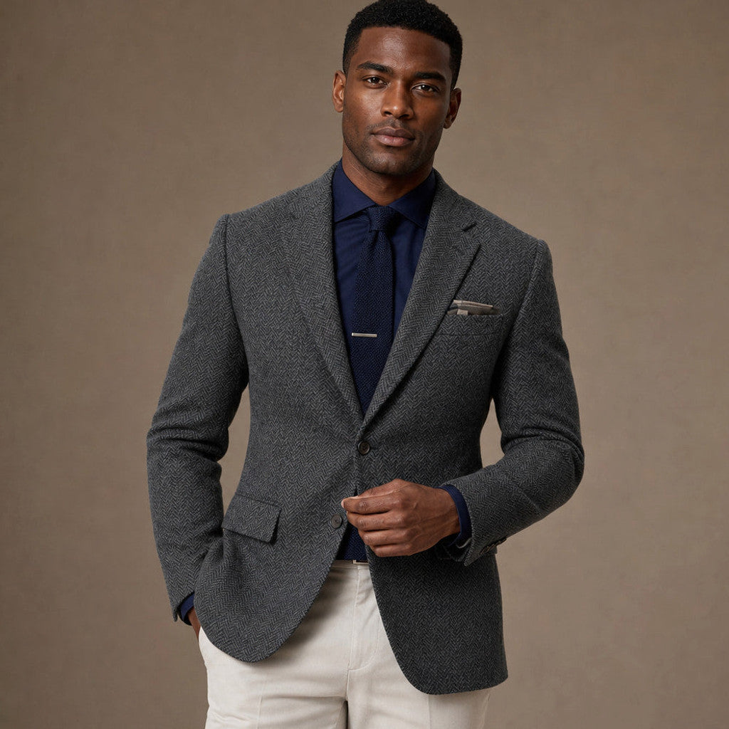 Veldran | Herringbone Blazer Slim Fit Dark Gray – Product Photo