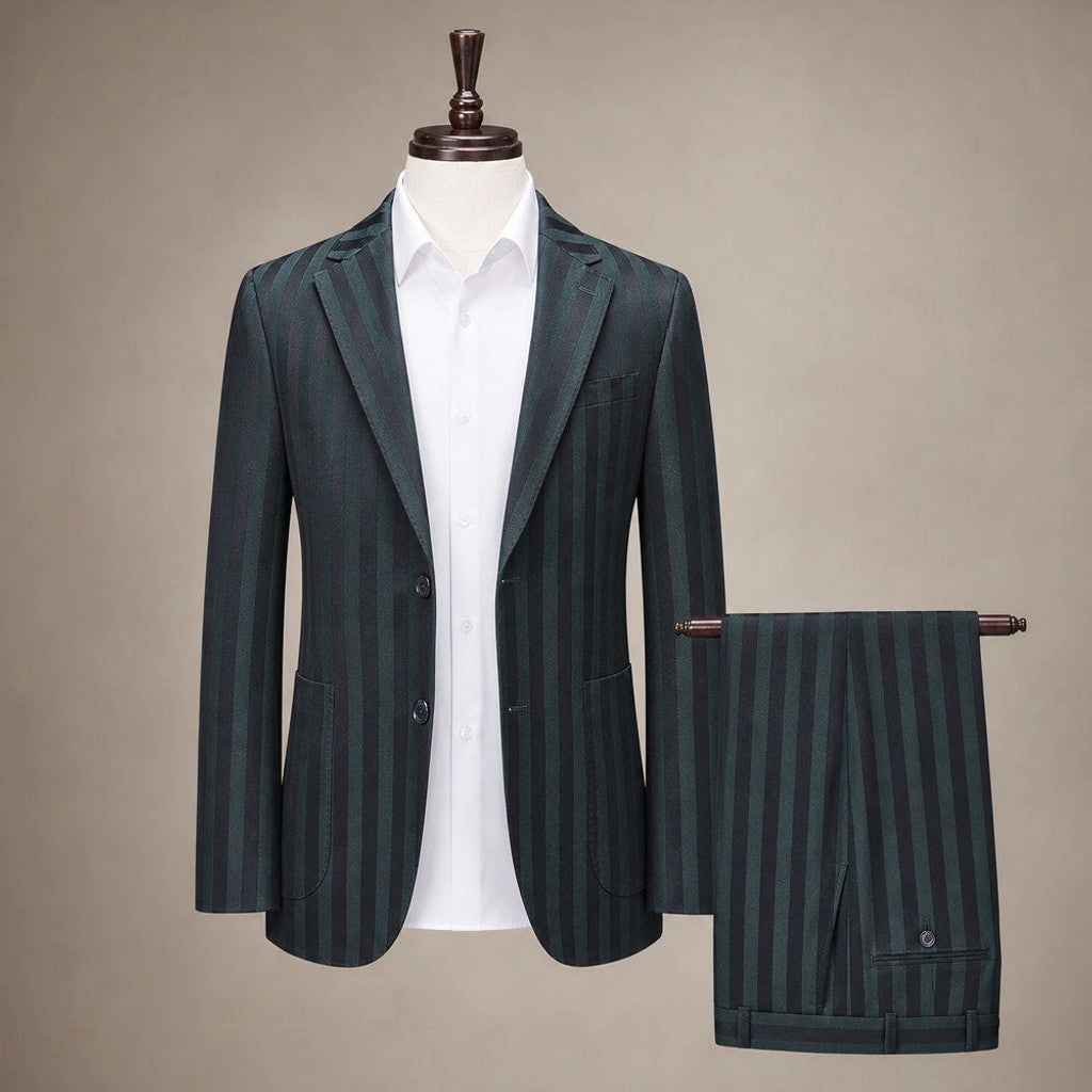 Velmont | Three Piece Suit Peak Lapel Green Green – Product Photo