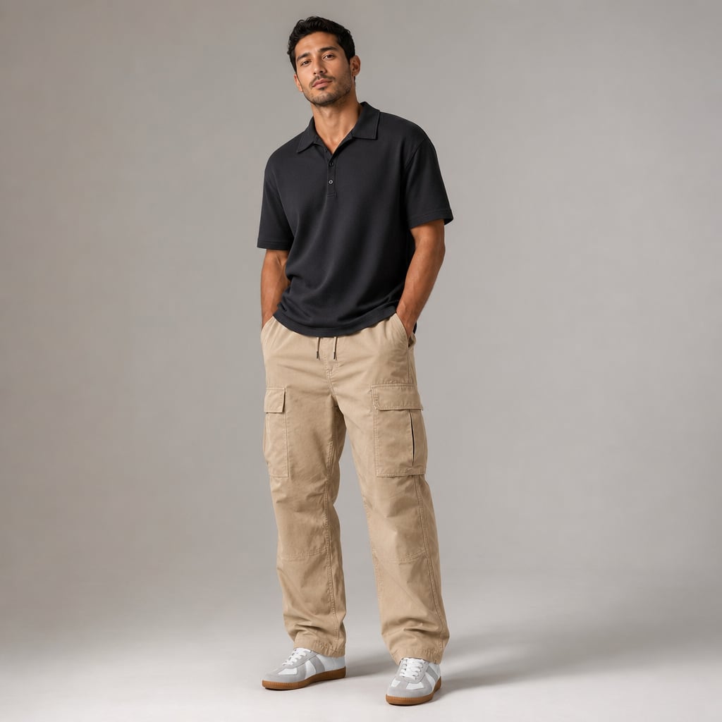Velnax | Cargo Pants Relaxed Straight-Leg Utility Trouser Beige – Product Photo