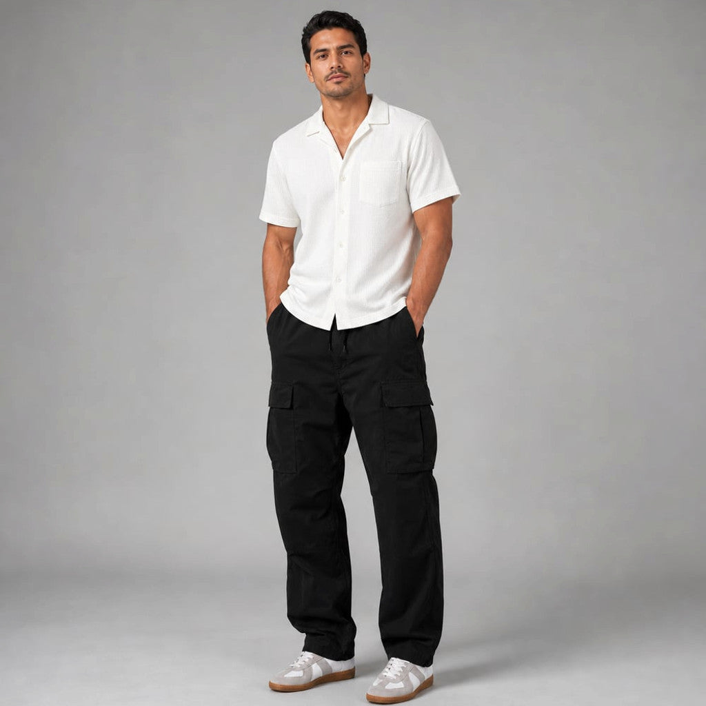 Velnax | Cargo Pants Relaxed Straight-Leg Utility Trouser Black – Product Photo