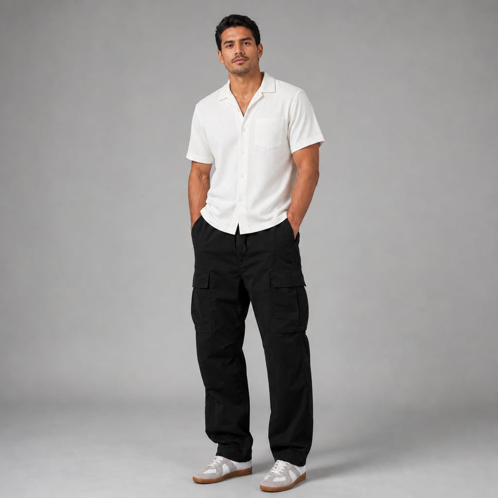 Velnax | Cargo Pants Relaxed Straight-Leg Utility Trouser Black – Product Photo