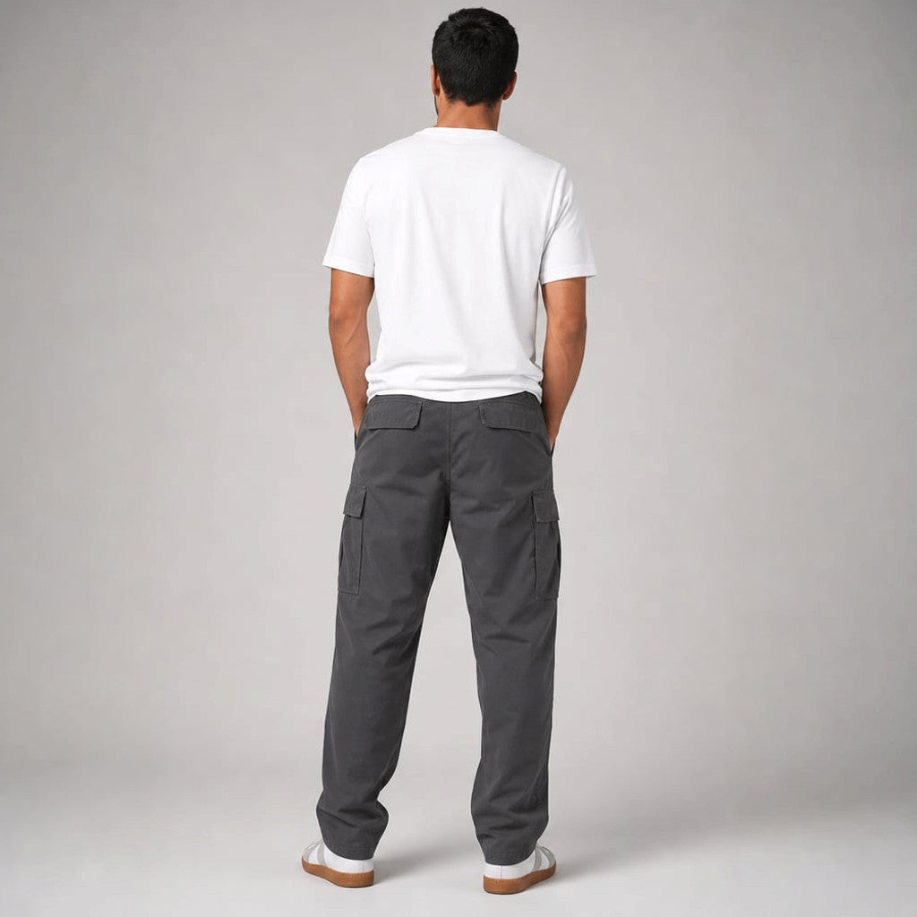 Velnax | Cargo Pants Relaxed Straight-Leg Utility Trouser Gray – Full Look