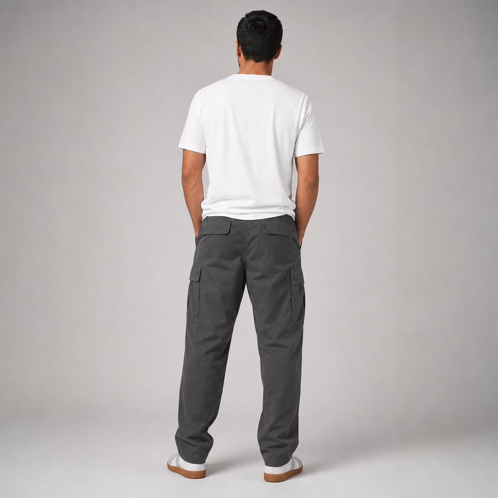 Velnax | Cargo Pants Relaxed Straight-Leg Utility Trouser Gray – Full Look