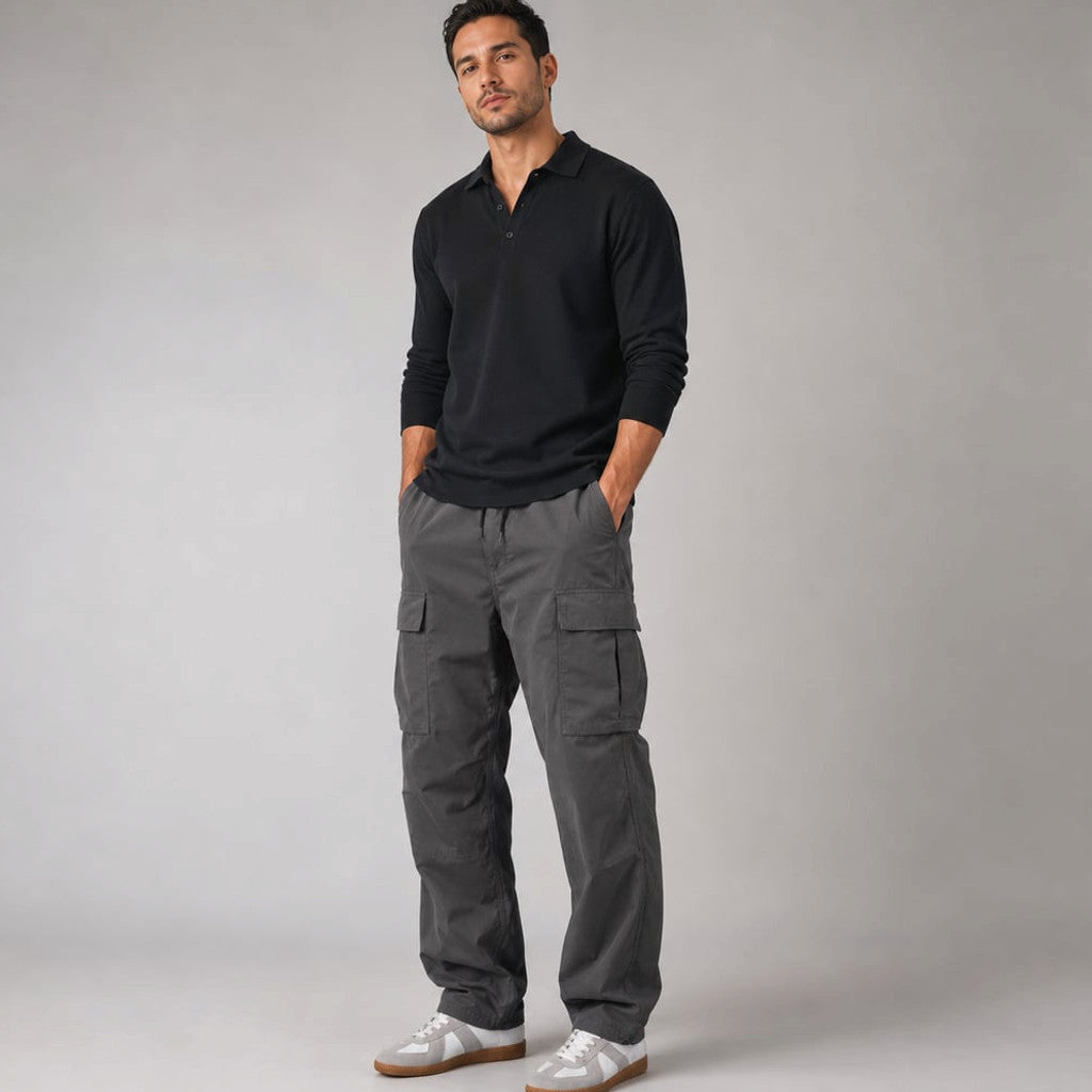 Velnax | Cargo Pants Relaxed Straight-Leg Utility Trouser Gray – Product Photo